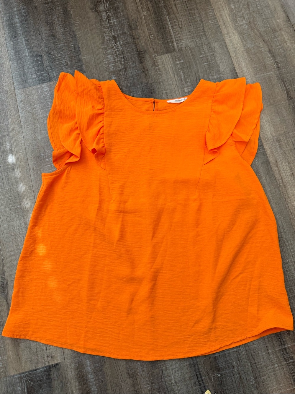 NWT Timing Orange Ruffle Sleeve Cooling Top‎ Size Large Bright Tangerine Blouse